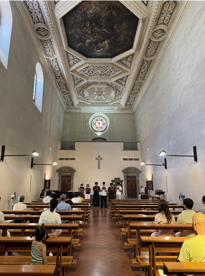 Sunday service at the Korean church in Florence